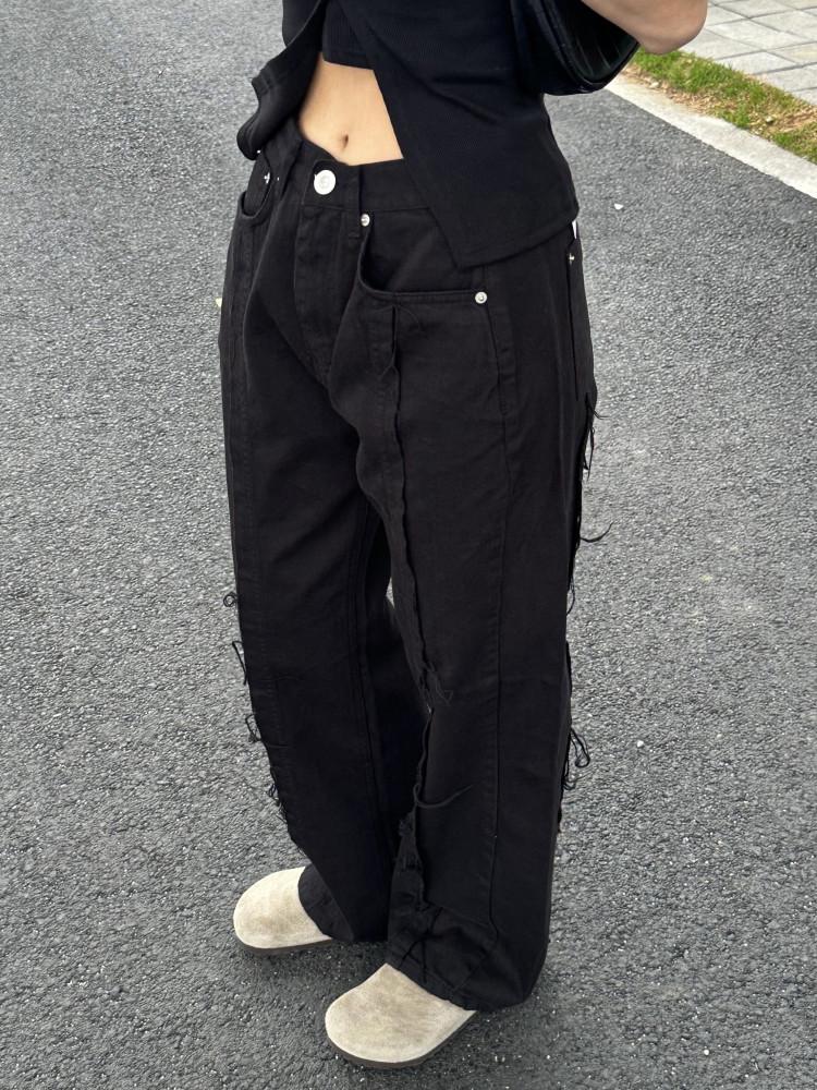 컷오프 빈티지 y2k 데끼 와이드 팬츠