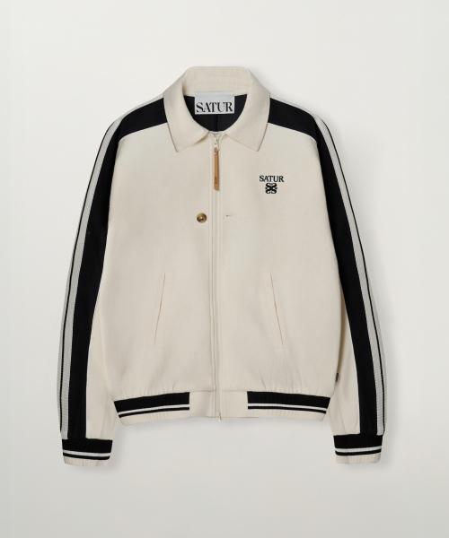 로턴 라이닝 칼라 트랙 집업 자켓 크림 블랙