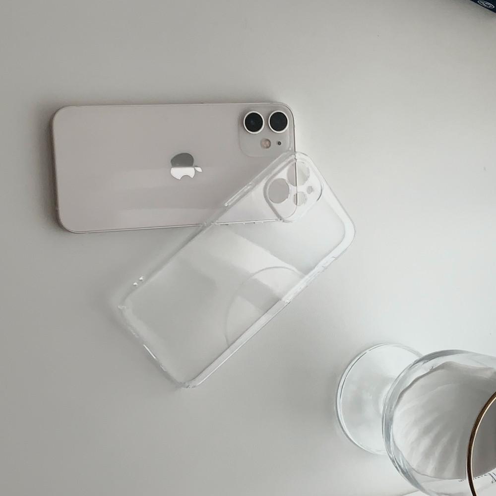 카메라 풀커버 슬림 투명 하드 케이스 / 아이폰 14 pro max 플러스 미니