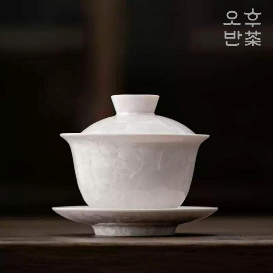 핑크 그린 크리스탈 눈꽃 도자기 개완 다관 차호 티팟 선물상자 150ml