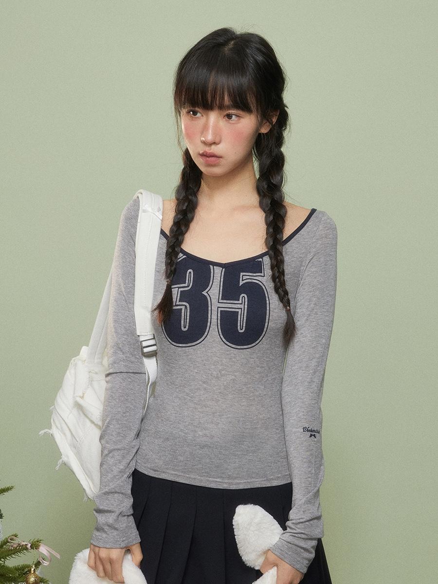 Weekendhub Digital Number Long Sleeve T-shirt