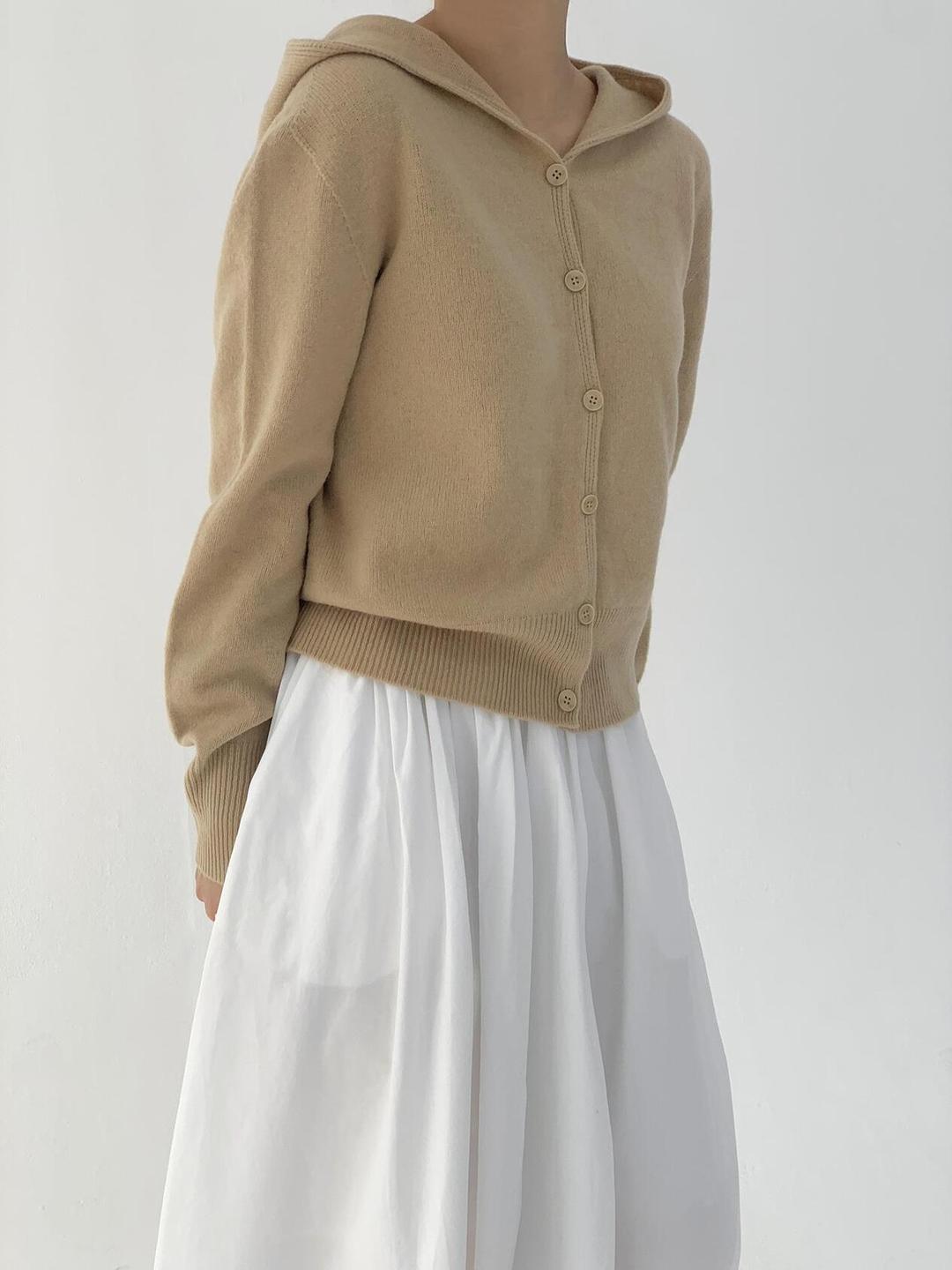 cashmere hoodie knit (beige)