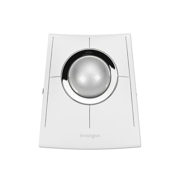 Kensington SlimBlade Pro EQ 무선 트랙볼, 블루투스, 2.4GHz 연결, 충전식, 프로그래밍 가능한 버튼, 화이트/실버 볼