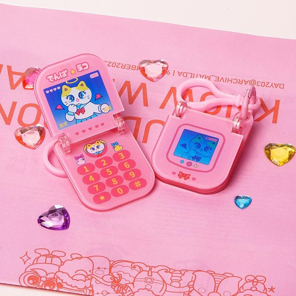 Y2K 플립폰 키링 레트로 아크릴 가방 열쇠 고리