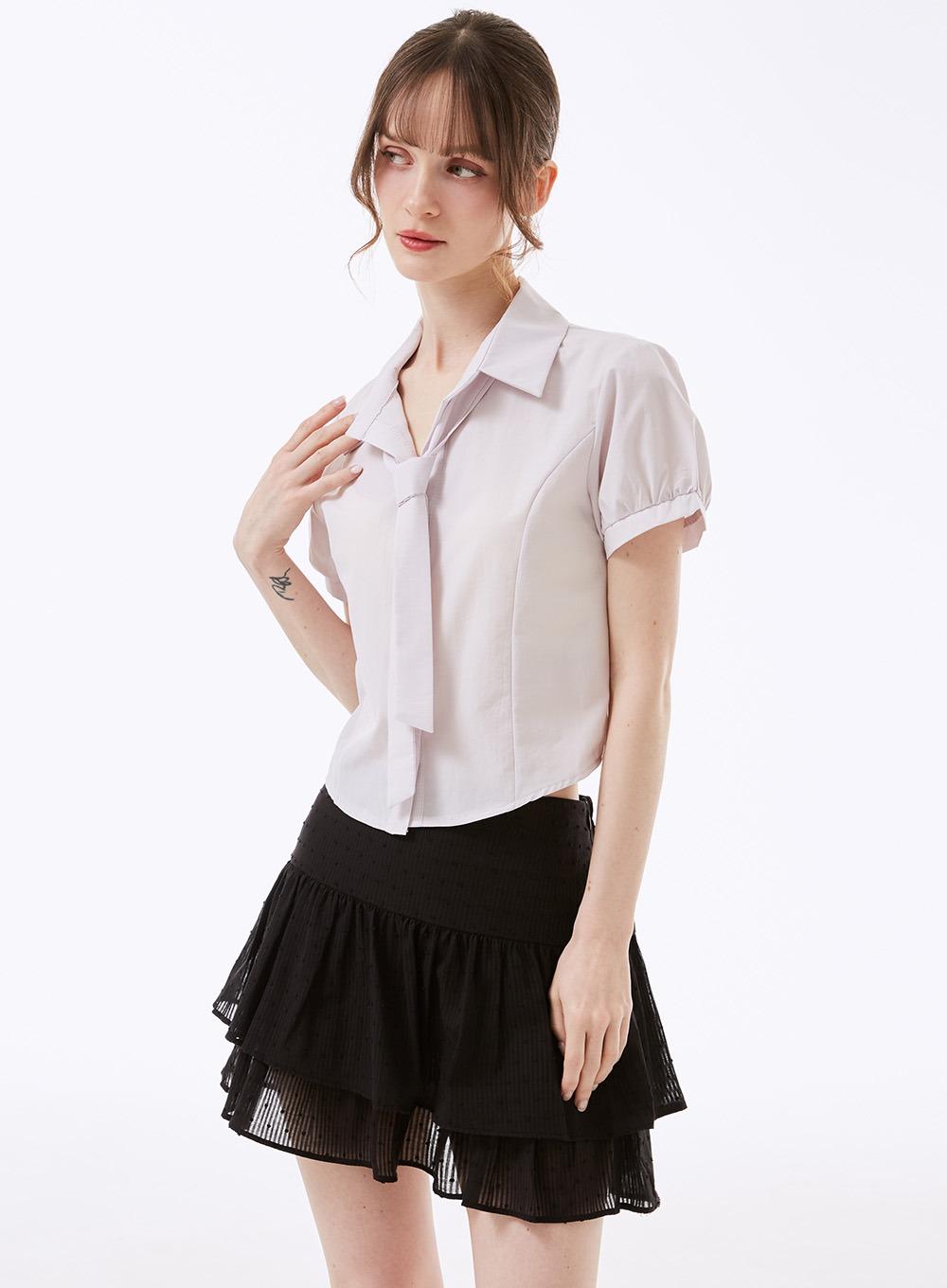 루체라 반팔 퍼프 셔츠 스카프 SET