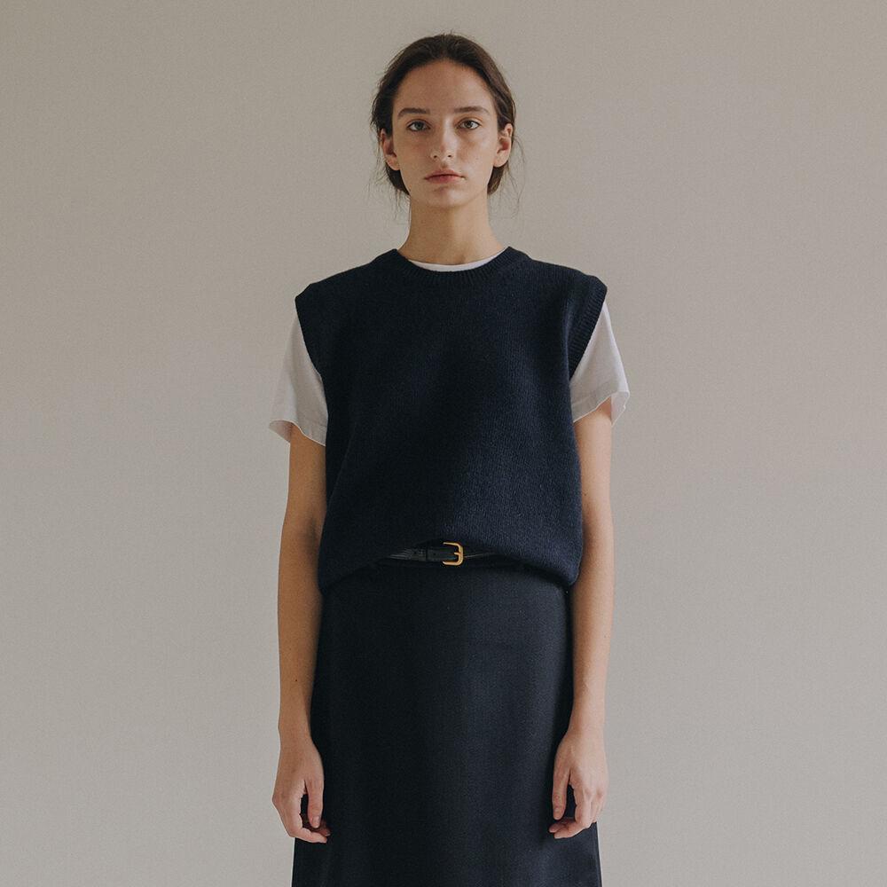 Cashmere Blended Vest (Navy)