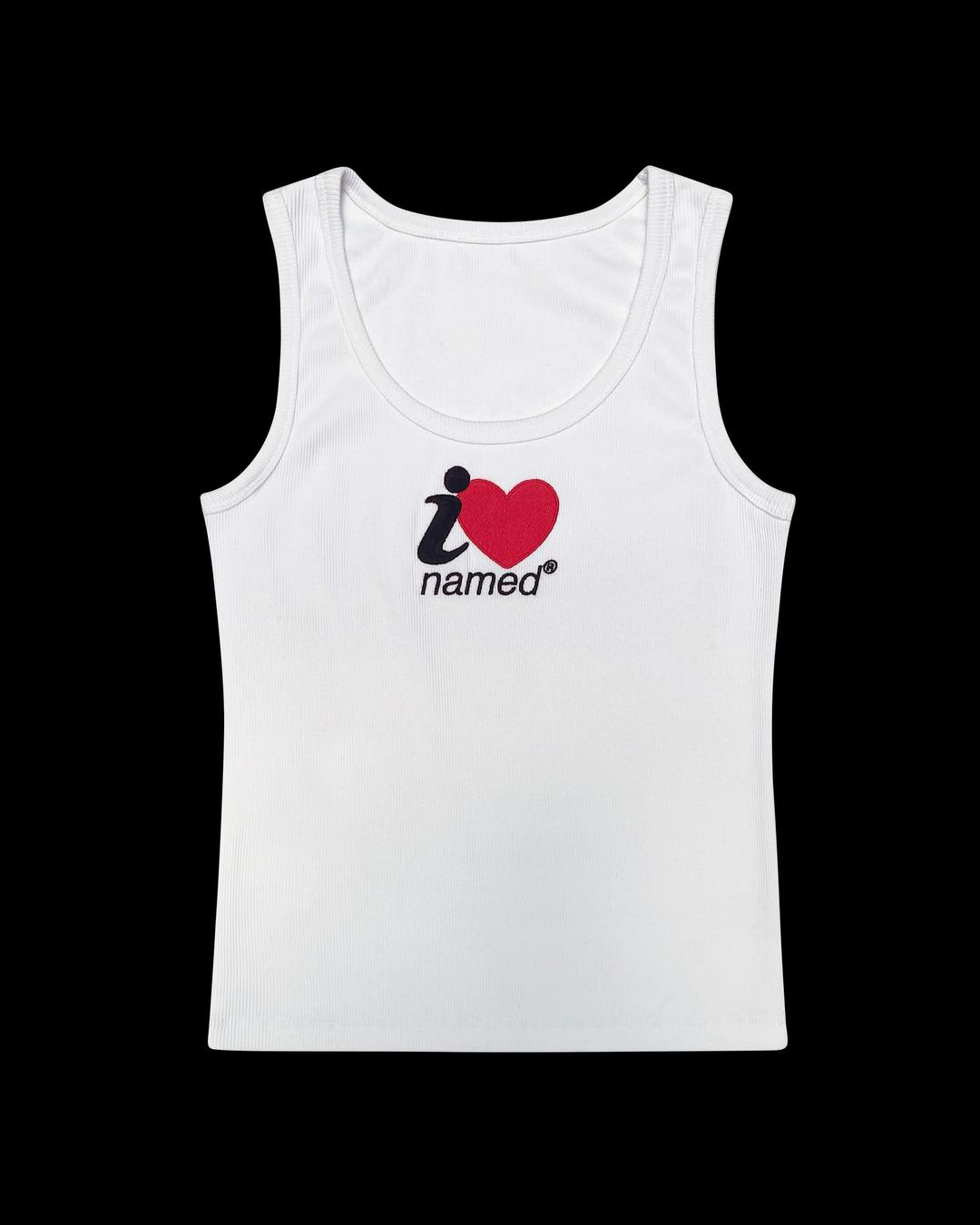 I <3 NAMED EMBROIDERED RIBBED TANK WHITE - XS