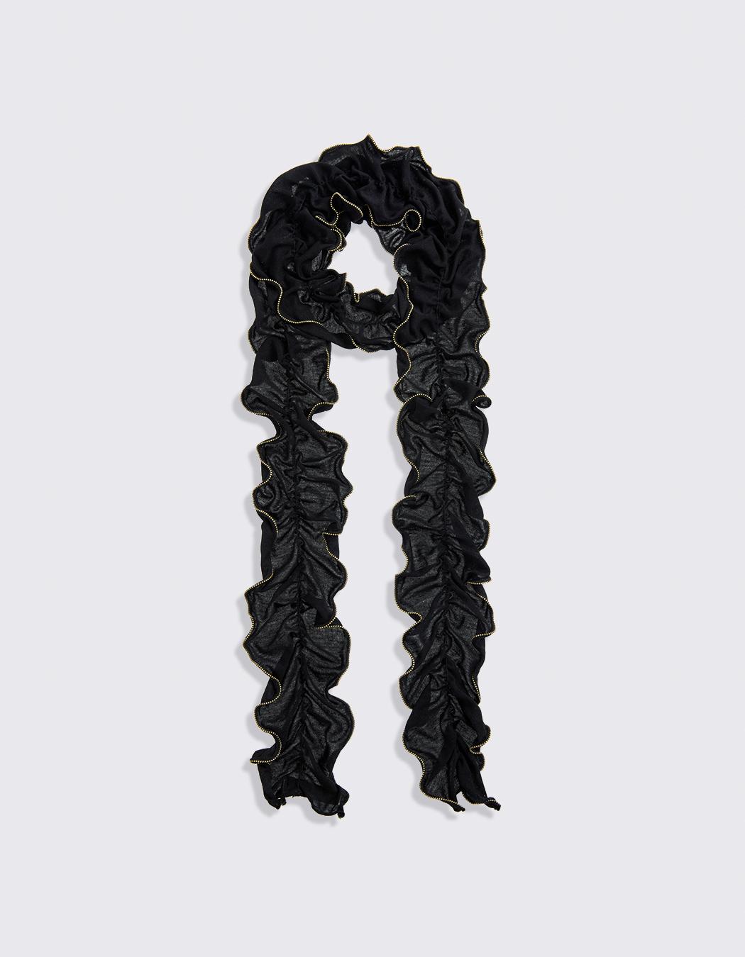 RUFFLE BELT SCARF, BLACK