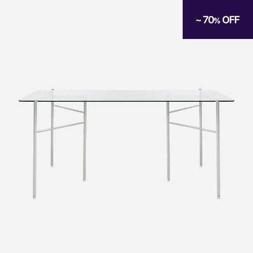 블랑슈 스테인레스 직사각 식탁 유리테이블