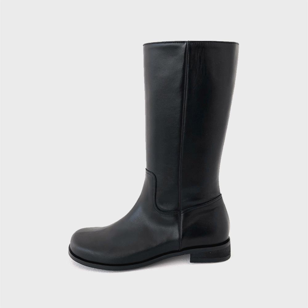 Mrc093 Diagonal Zipper Long Boots (Black)
