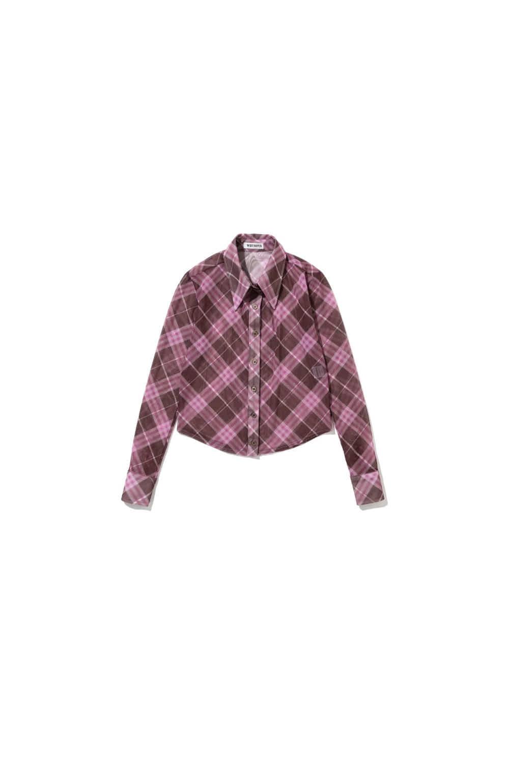 mesh shirts - brown plaid
