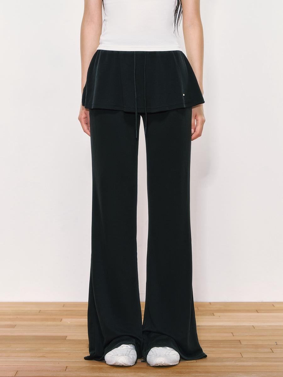 Weekendhub Layered Skirted Flare Pants