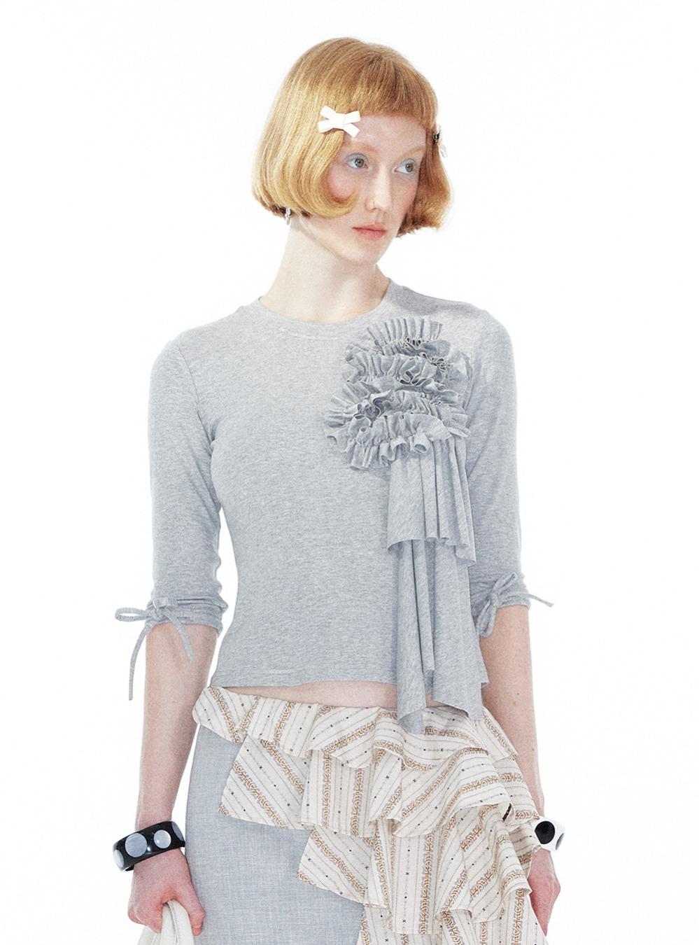 Knit Lace Trim Half Sleeve Tee