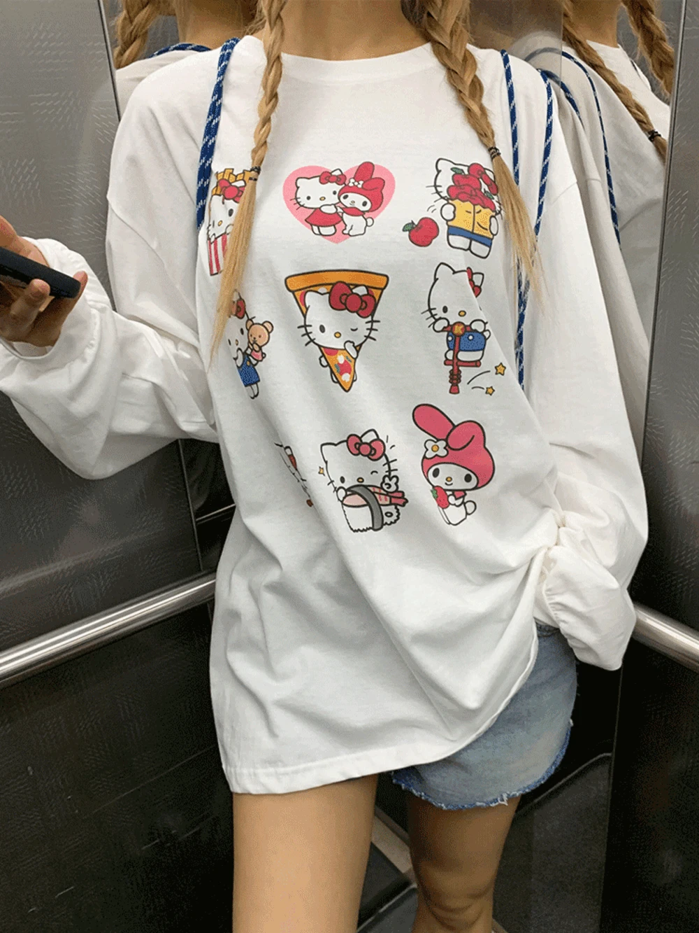 꾸미 캐릭터 프린팅 살안타템 박스티