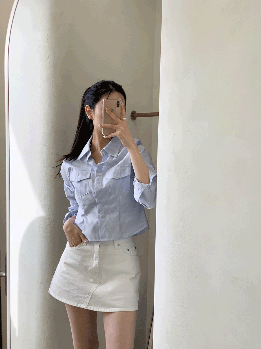 밀키 인포켓 셔츠
