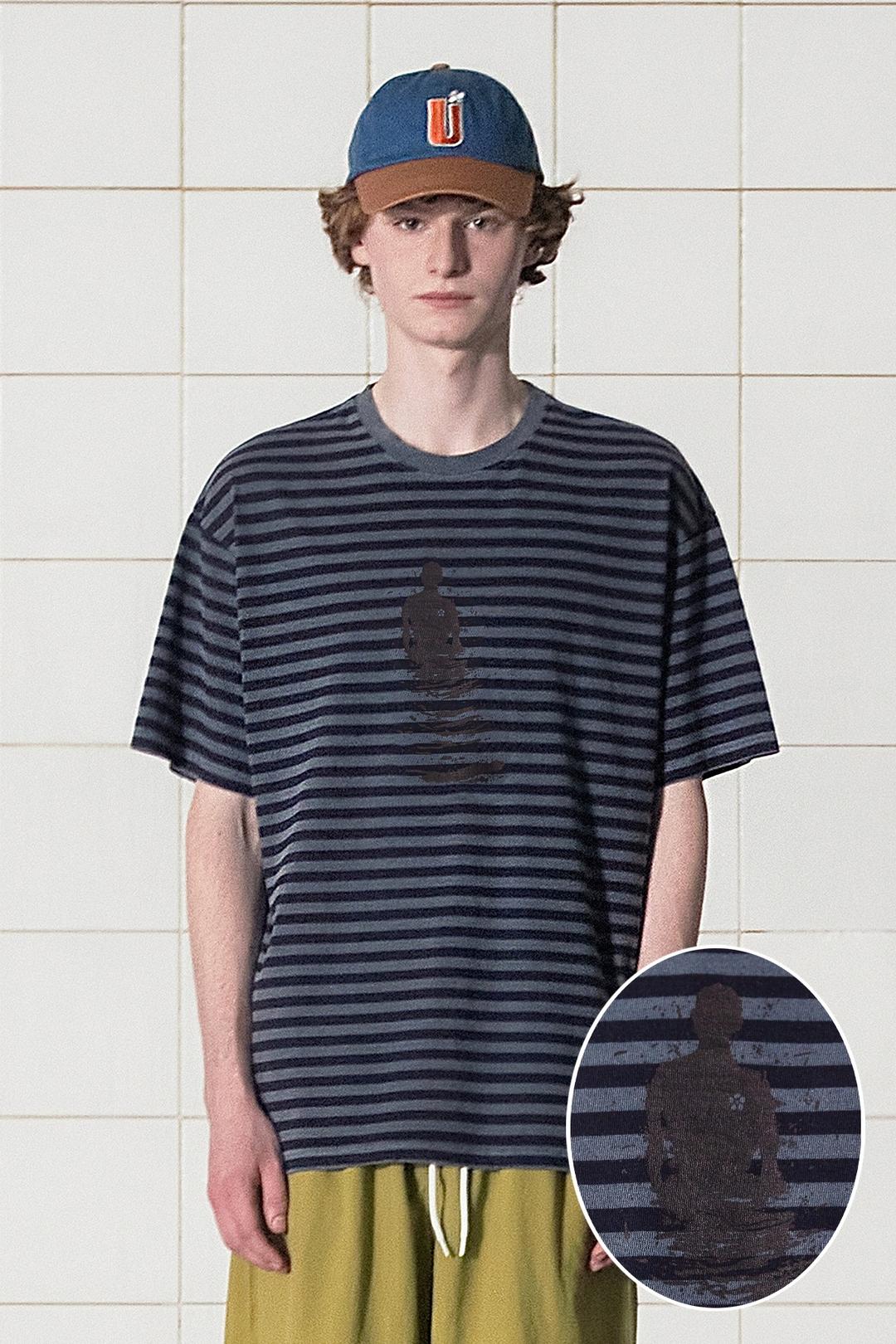 PIGMENT STRIPE T SHIRT / CHARCOAL