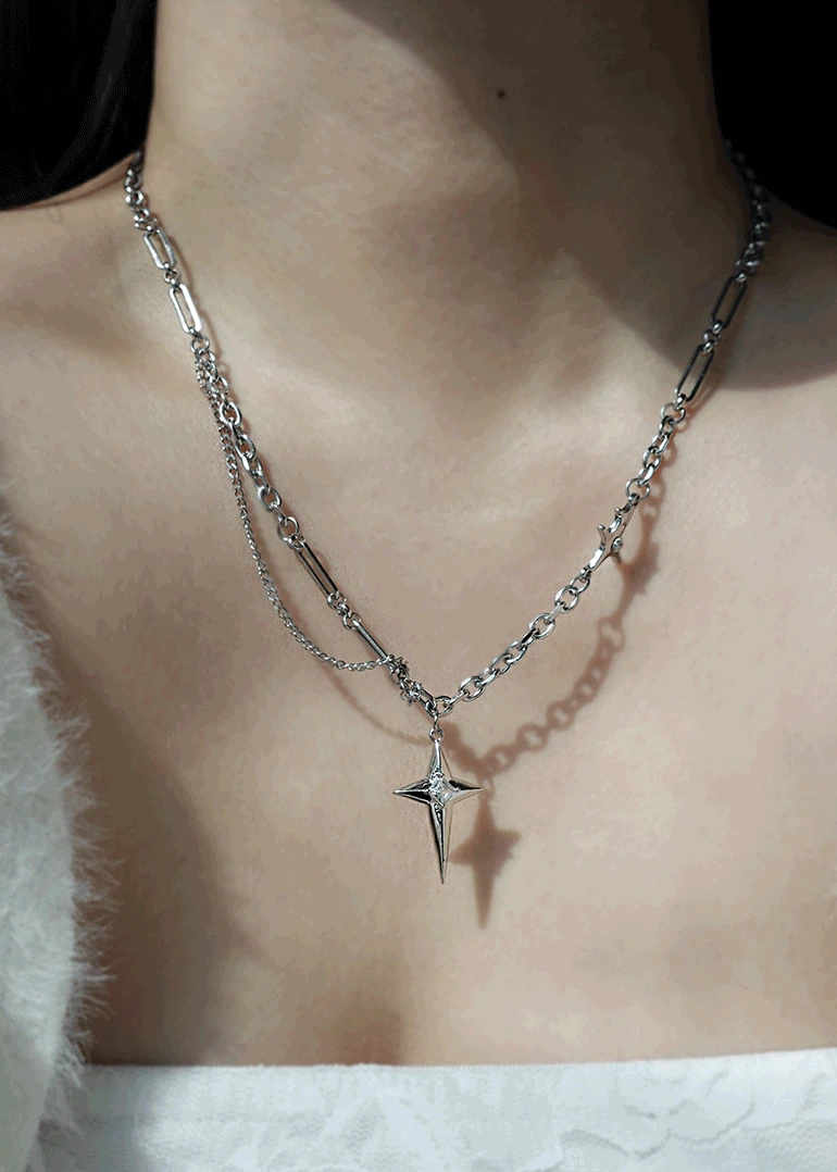 [s.steel] starr cross necklace | 스타 크로스참 목걸이