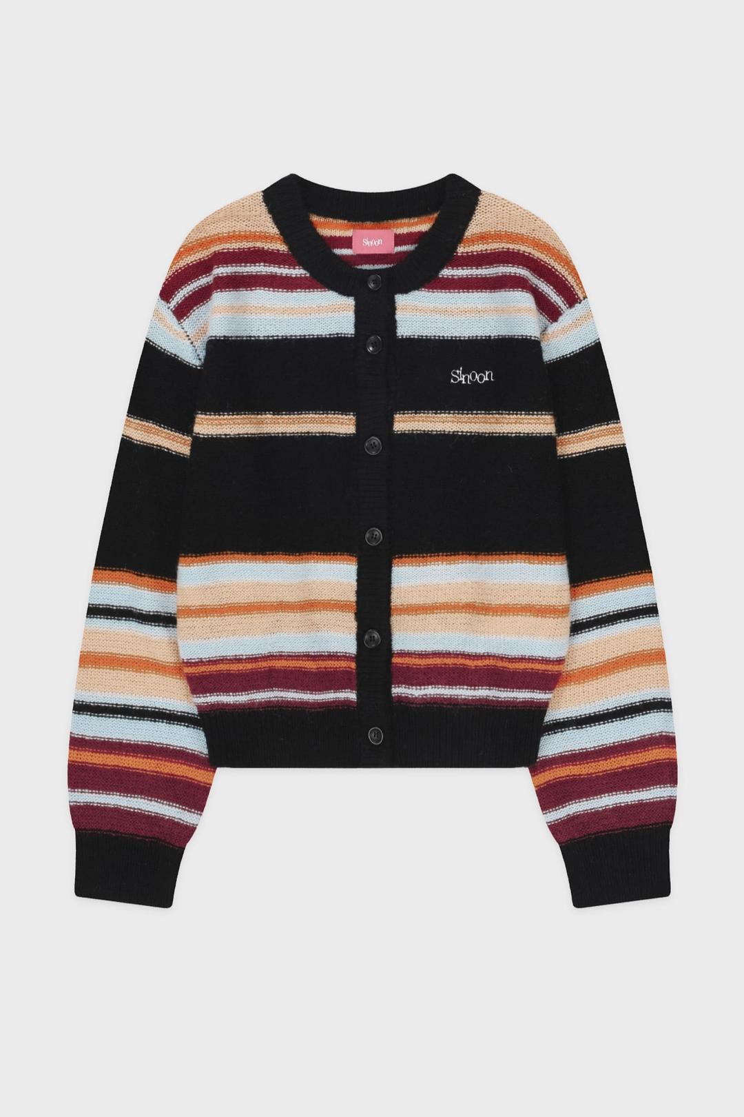 Sinoon Mix Stripe Cardigan (Black Mix)