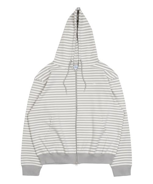 TCM stripe hooded zip-up (grey/whiteivory)