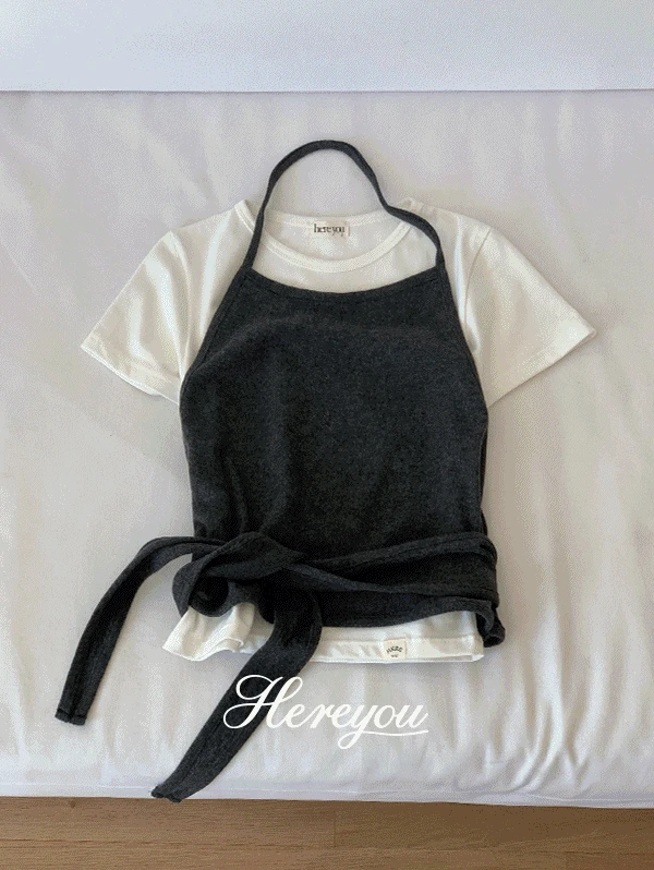 [here you] 블러리 홀터 랩 뷔스티에 - 3color (홀터나시/랩나시/레이어드룩/앙고라/겨울뷔스티에/하객룩/끈나시)