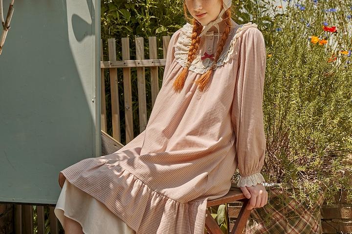 앤의 아침 긴팔 원피스 로즈베이지 (30수)