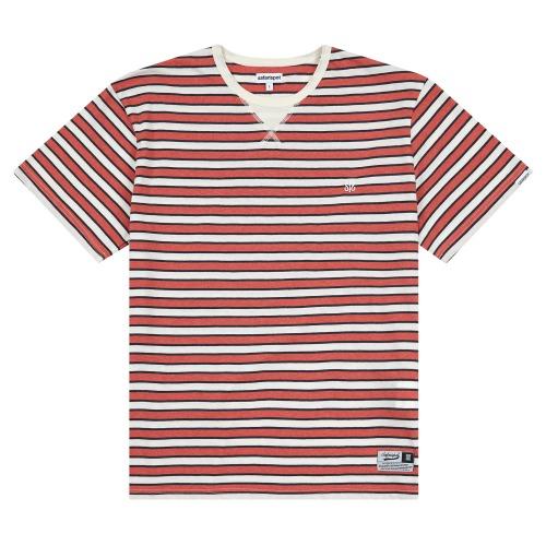 ROUX BASE SCHOOL EAT THE PIZZA STRIPE TEE (IVORY/BURGANDY)