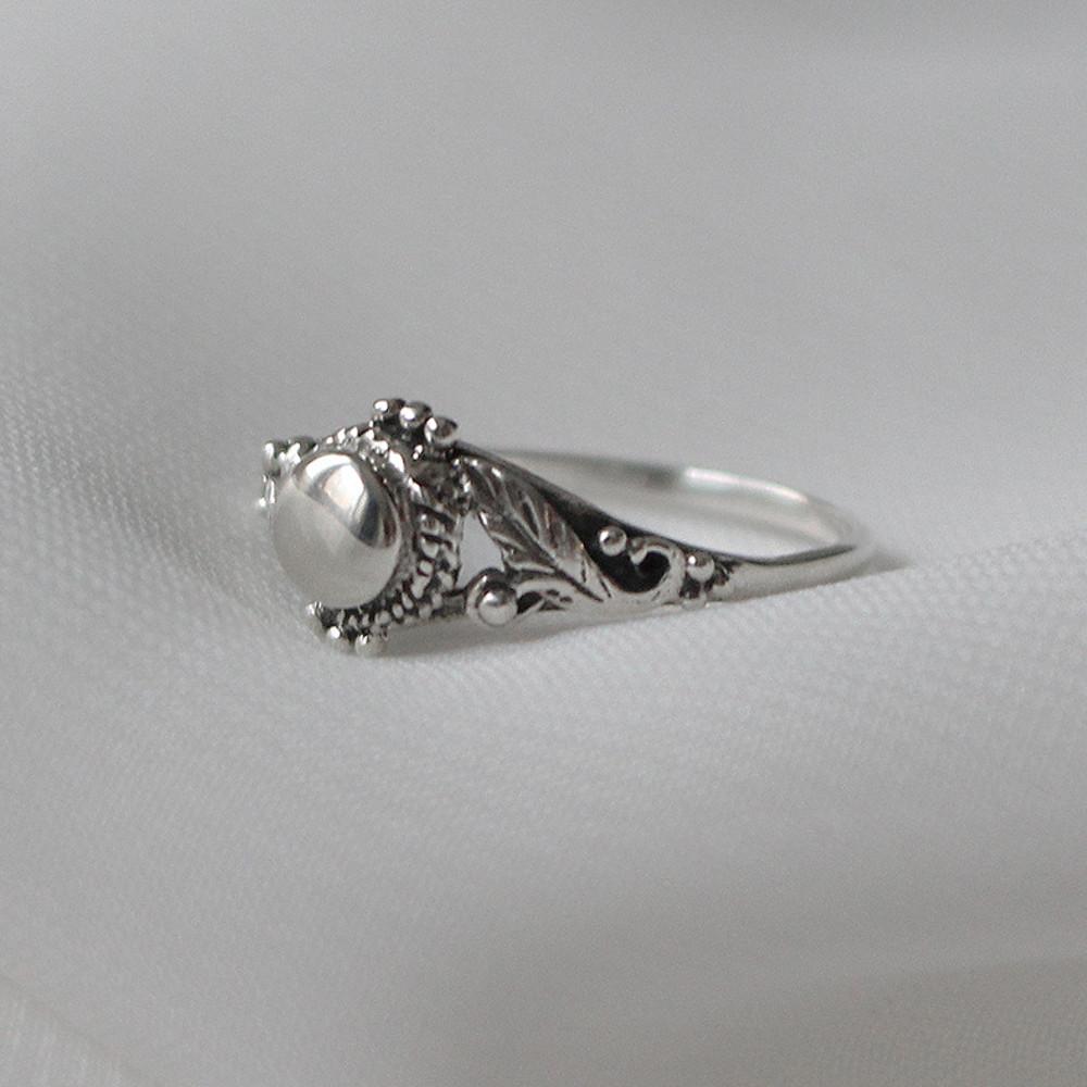 무배/실버925 유화 라운드 리프 은반지