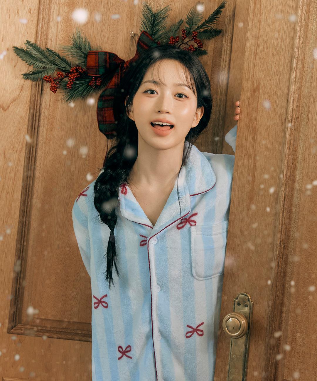 플러피 보니 긴팔 커플 수면 잠옷 세트