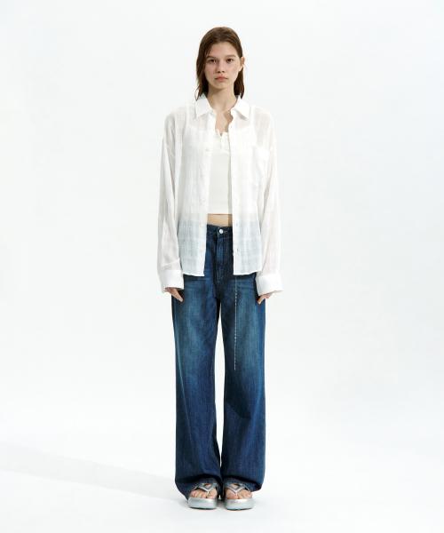OVERSIZED Lc CHECKED SHIRT_WHITE_LC252SH04WH
