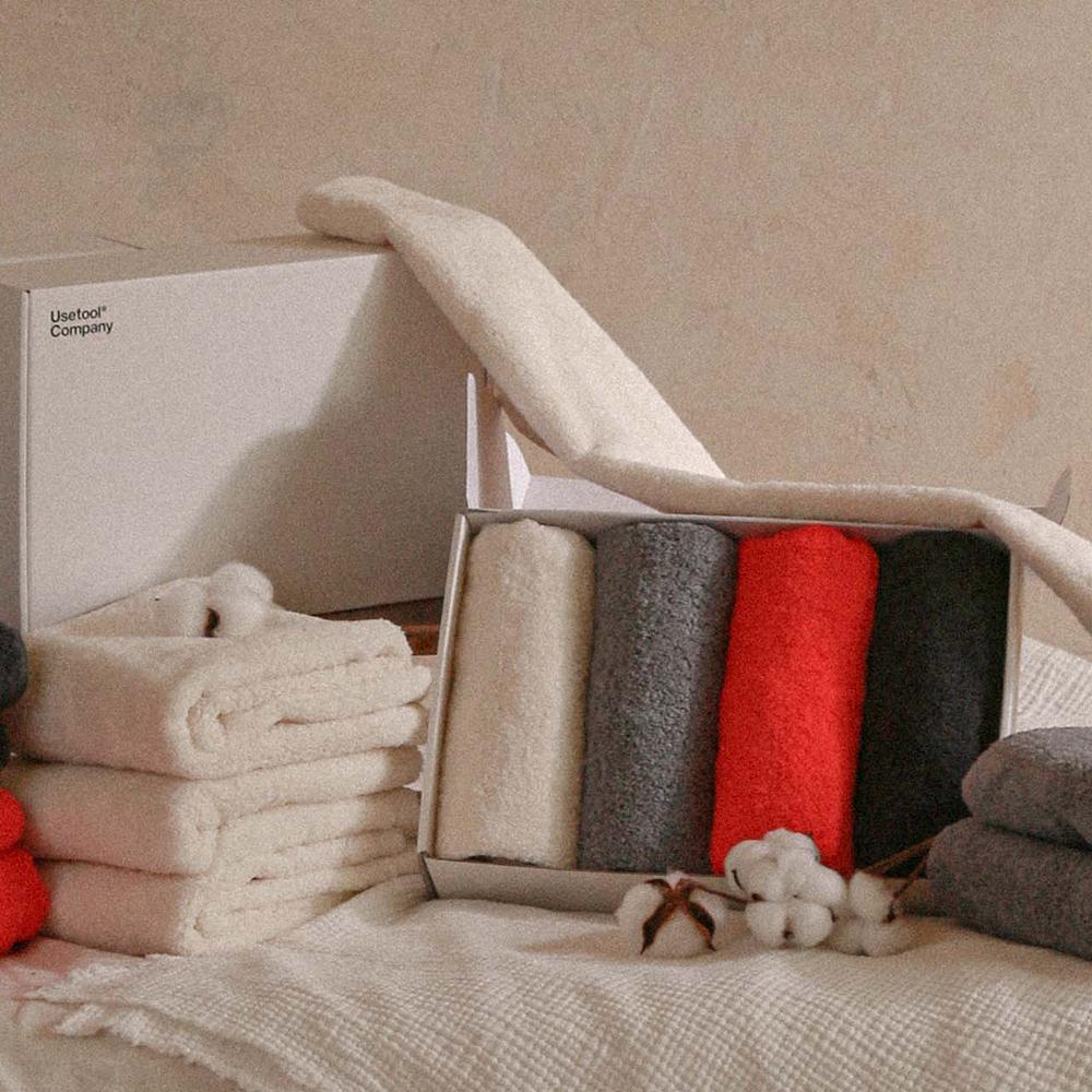 집들이 결혼 이사 선물 유즈툴 오가닉 허그 타월 4장 세트 호텔 수건 40수 230g