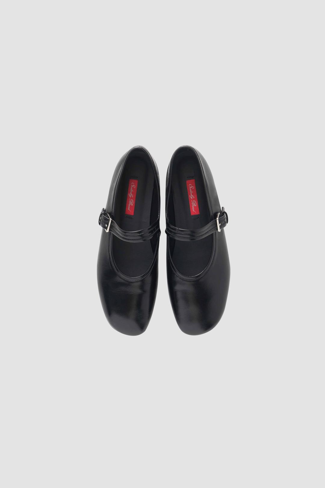 Selly Black Enamel Mary Jane Shoes