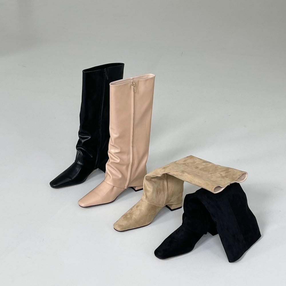 ✨신상✨가죽/스웨이드 폴딩 부츠 지퍼 워머 롱부츠 5cm 폴드오버슈즈 가을, 겨울 부츠 데일리템 강추