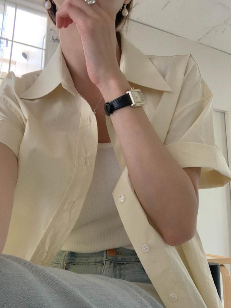 (소라당일발송) 보이 코튼 반팔 셔츠 (메로나,아쿠아그린,소라,버터,핑크,아이보리)