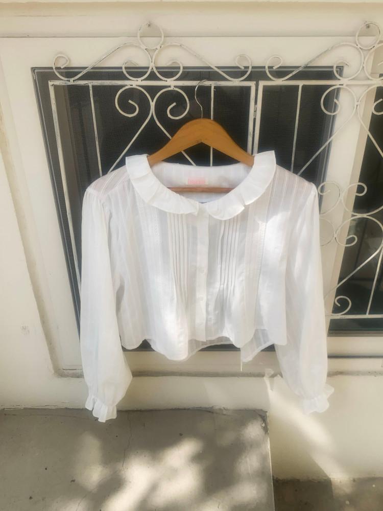 (made) biscuit 001 포니 프릴 핀턱 블라우스