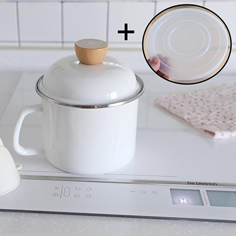 하코야 법랑 원형 냄비 겸용 보관 용기