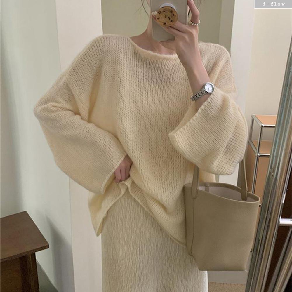 레프리 모헤어 보트넥 루즈핏 하프 울 니트 7col 가을 봄 오버핏 여리 제이플로우