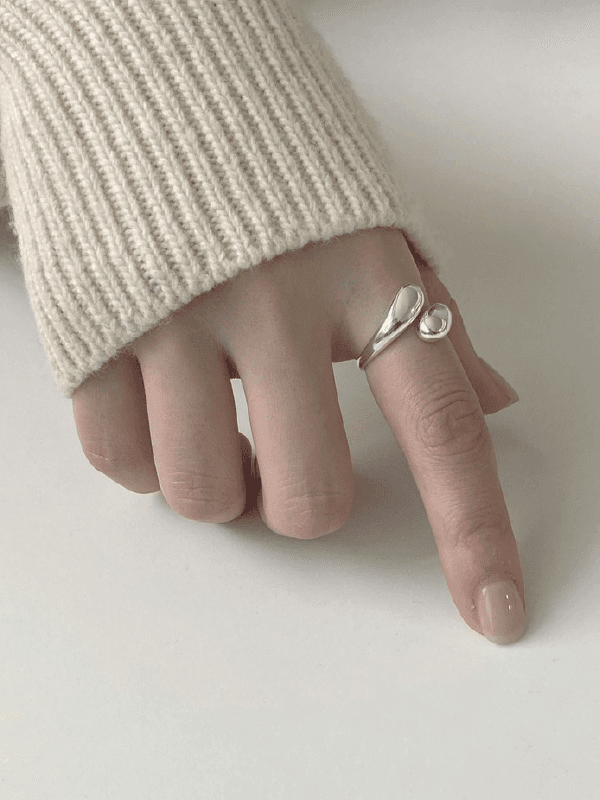 [92.5silver] double drop open ring
