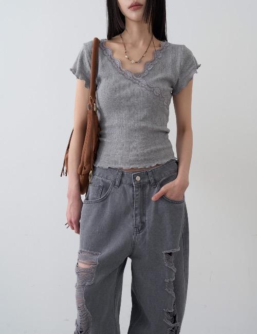 wave lace wrap tee