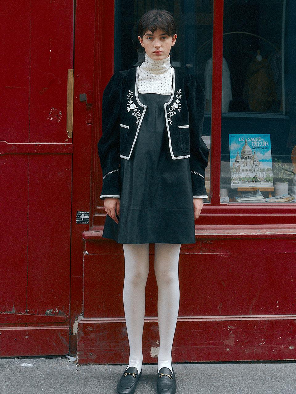 Rose U-Neck Embroidery Velvet Jacket VC2399JK007M