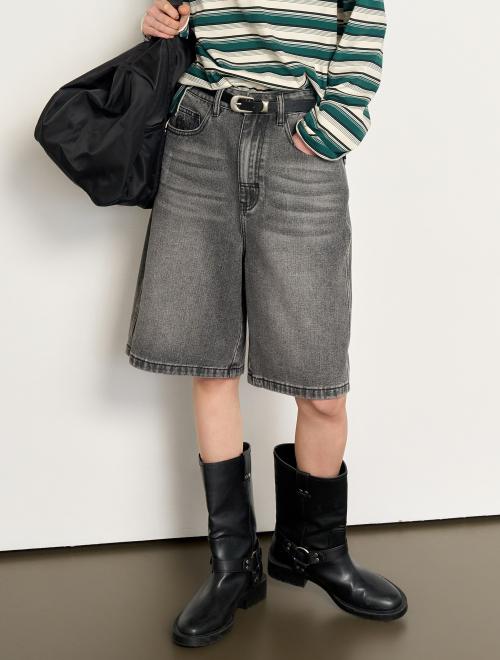 와이드 버뮤다 데님 팬츠 [BLACK] / WBE1L12504