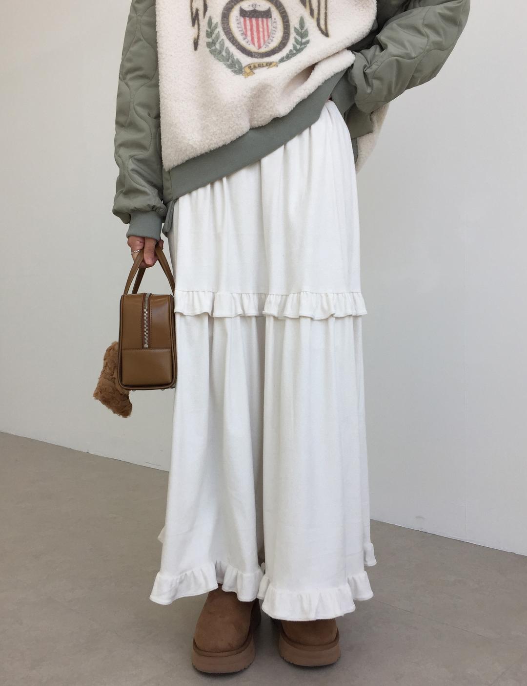 (스웨이드) frill long sk (3col)