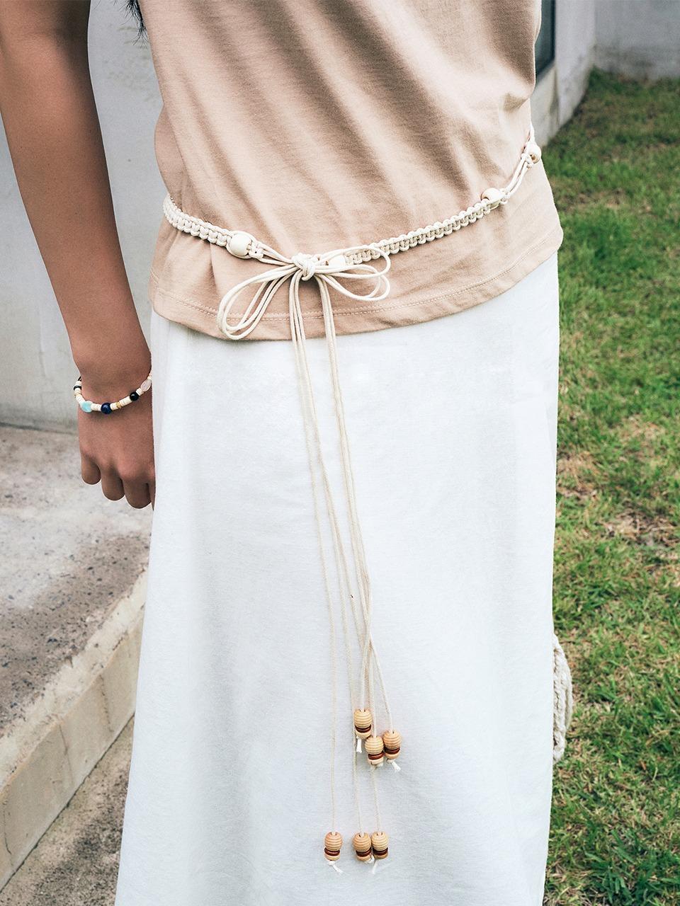 Twist Wood Belt (Light Beige)