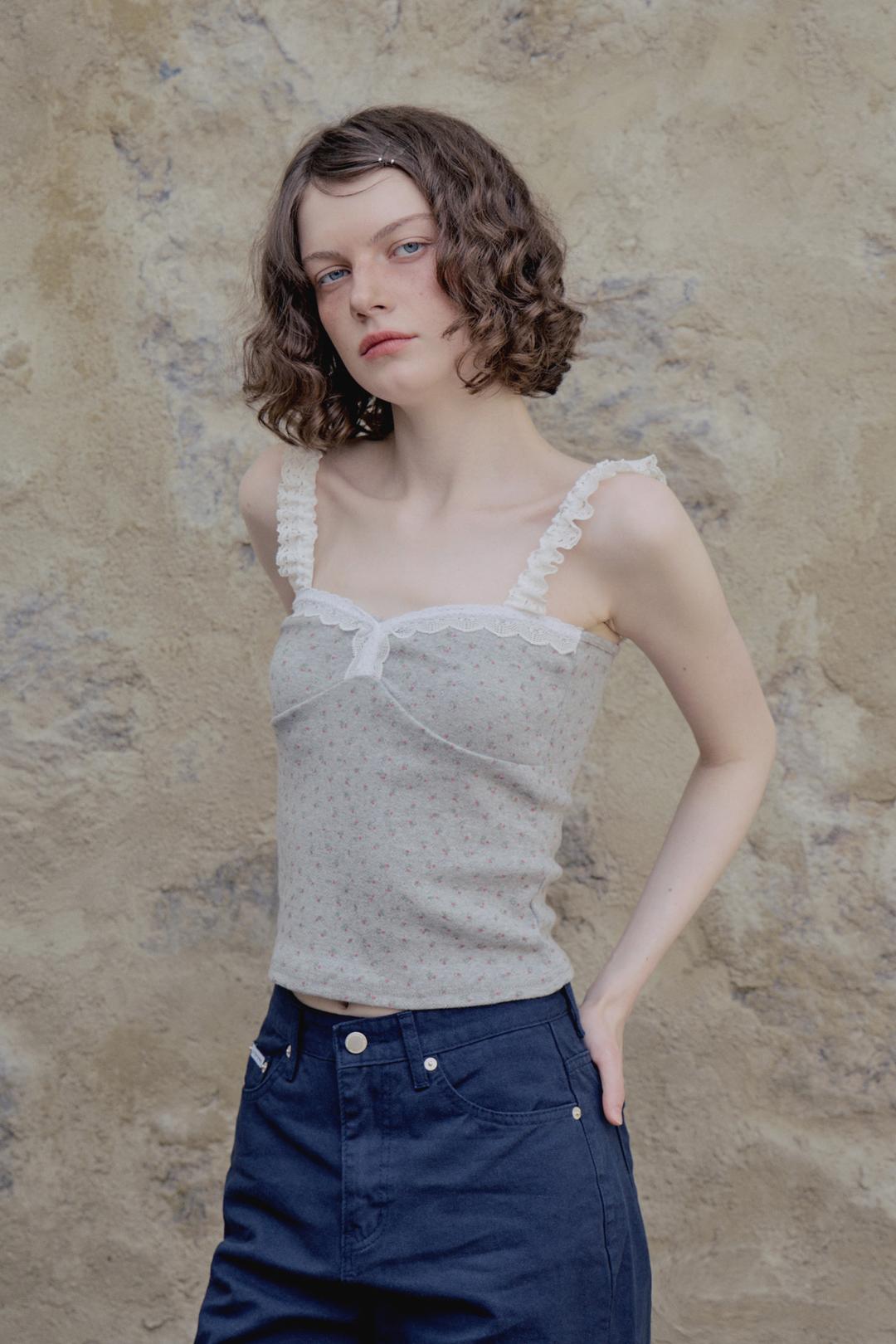 Floral lace sleeveless_gray