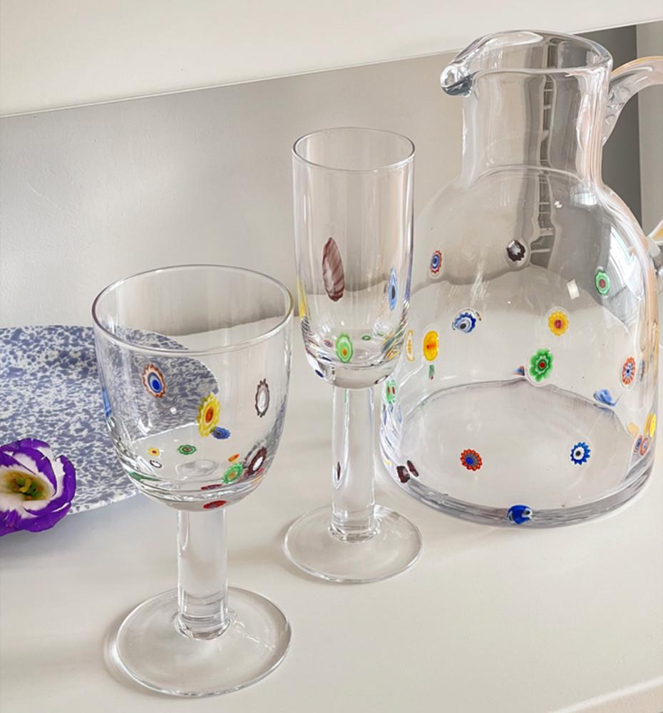 디어빌리지 Vintage 고대 수제 스파클링 샴페인 와인잔 고블렛 유리 글라스 잔 세트