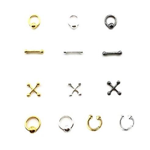 M147 피어싱 쉐입 파츠 링S 골드 (5개입) 셀프 네일 아트, M147-5번-일자..., 1개 - 스톤/파츠 | 쿠팡