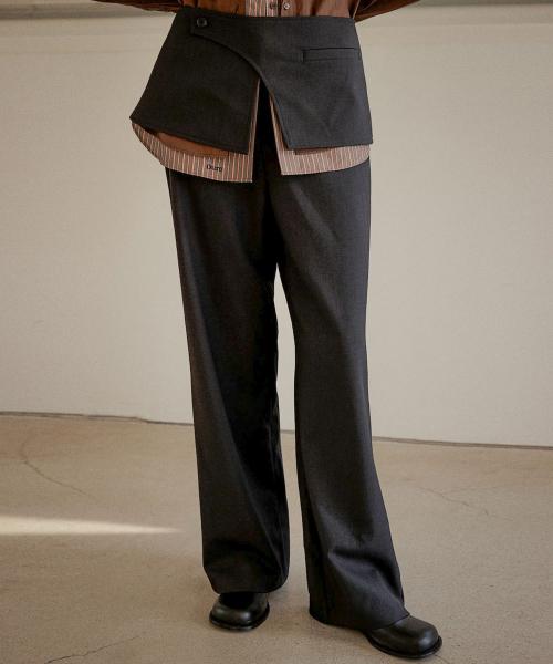 LAYERED FLAP PANTS [ CHARCOAL ]