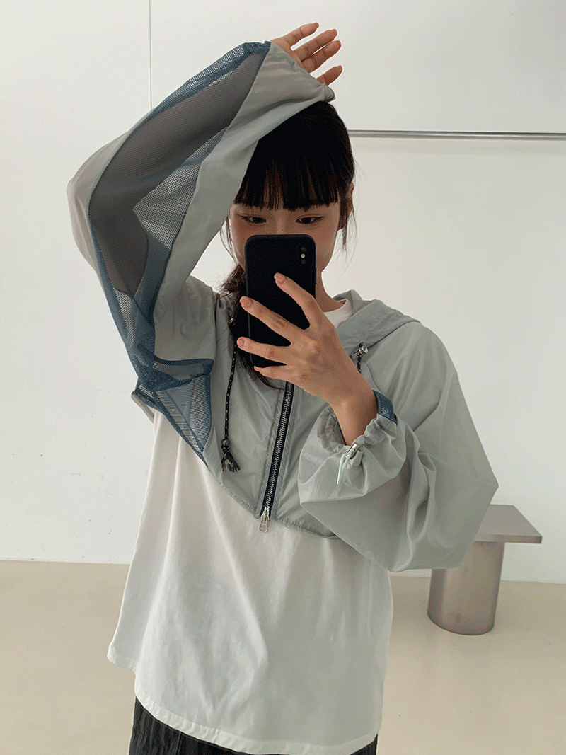 Mesh rain hoodie (3 color)