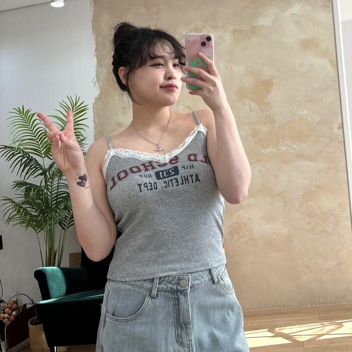 [~77] 올드스쿨 브이넥 레이스 나시