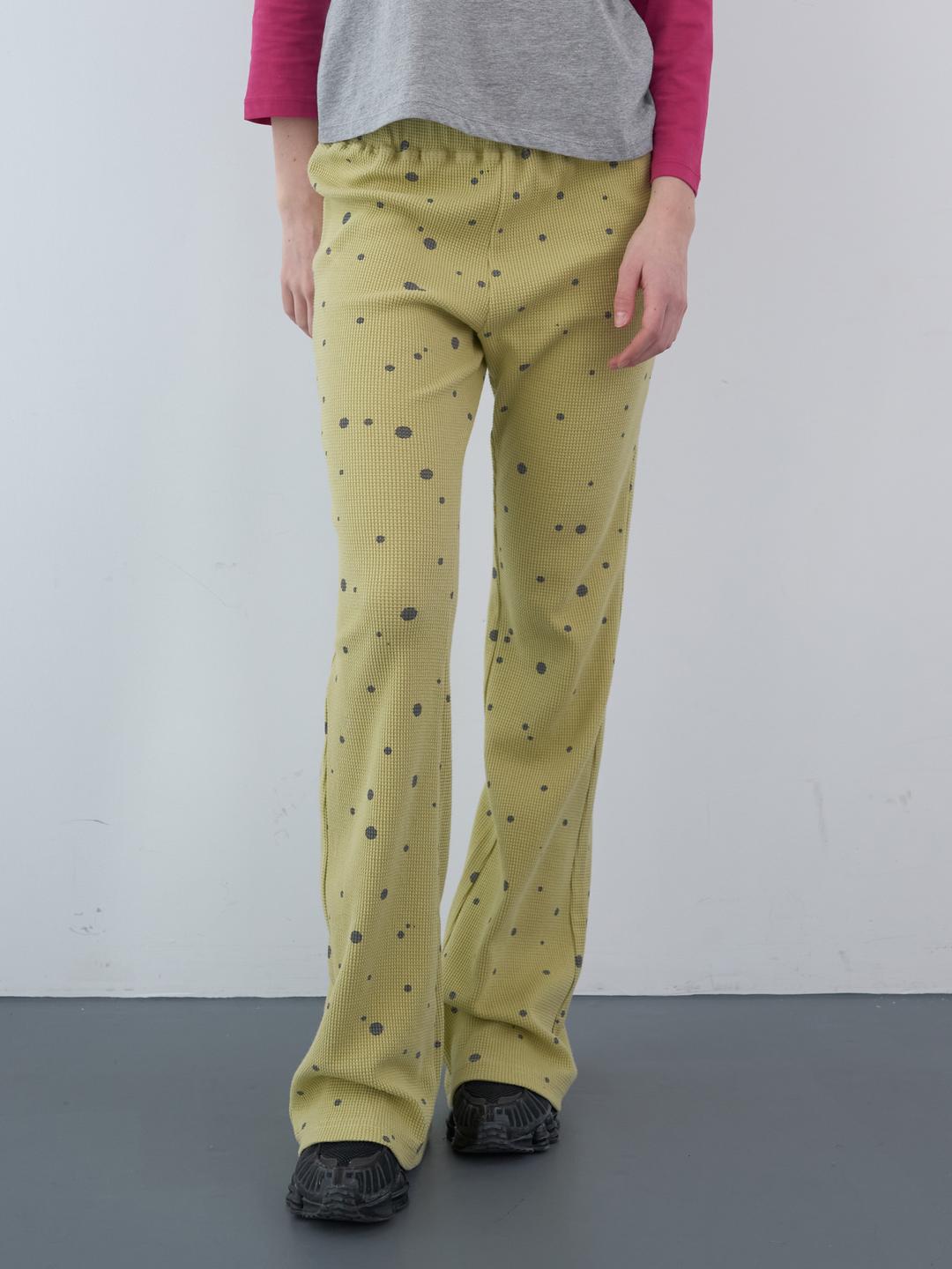 와플 도티 밴딩 부츠컷 팬츠 (Yellow)