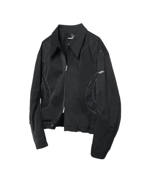 Cropped Collar Blouson - Black